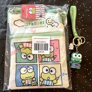 Sanrio Keroppi Crayon Passport Crossbody Bag by Bioworld NIB plus keychain.